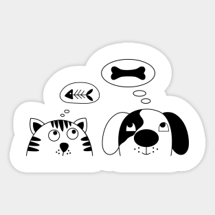 Cat and dog Sticker